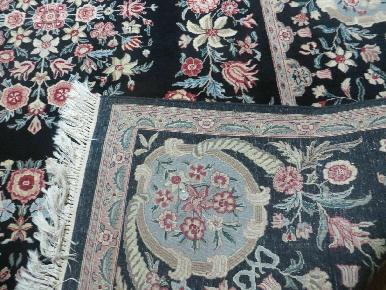 8' X10' Handmade Chinese Floral Oriental Wool Rug Carpet Flower Bouquet Black - Jewel Rugs