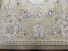 French Aubusson Rug 5x7, European Savonnerie Carpet 5 x 7 Flat Weave Handwoven, Wool & Silk, Light Colors, Floral Elegant Chinese Aubusson - Jewel Rugs