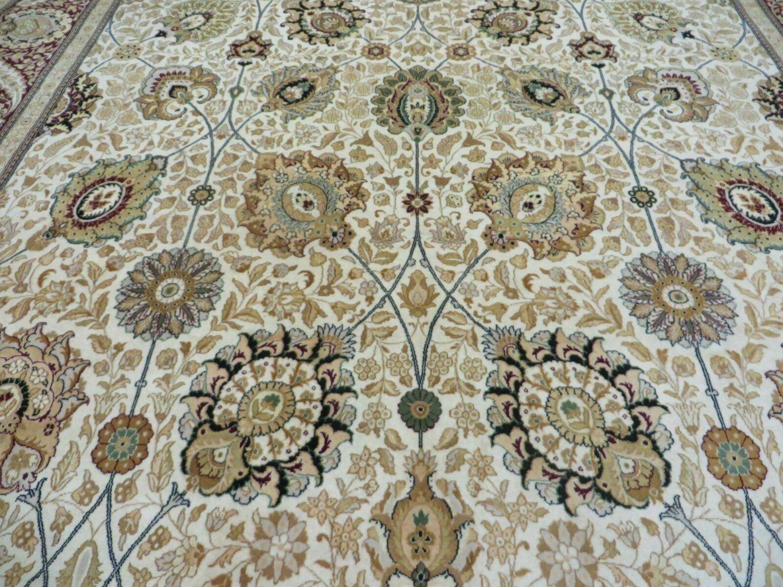 9' X 12' Vintage Handmade Wool Rug Pakistani Floral Design Nice Vegetable Dye - Jewel Rugs