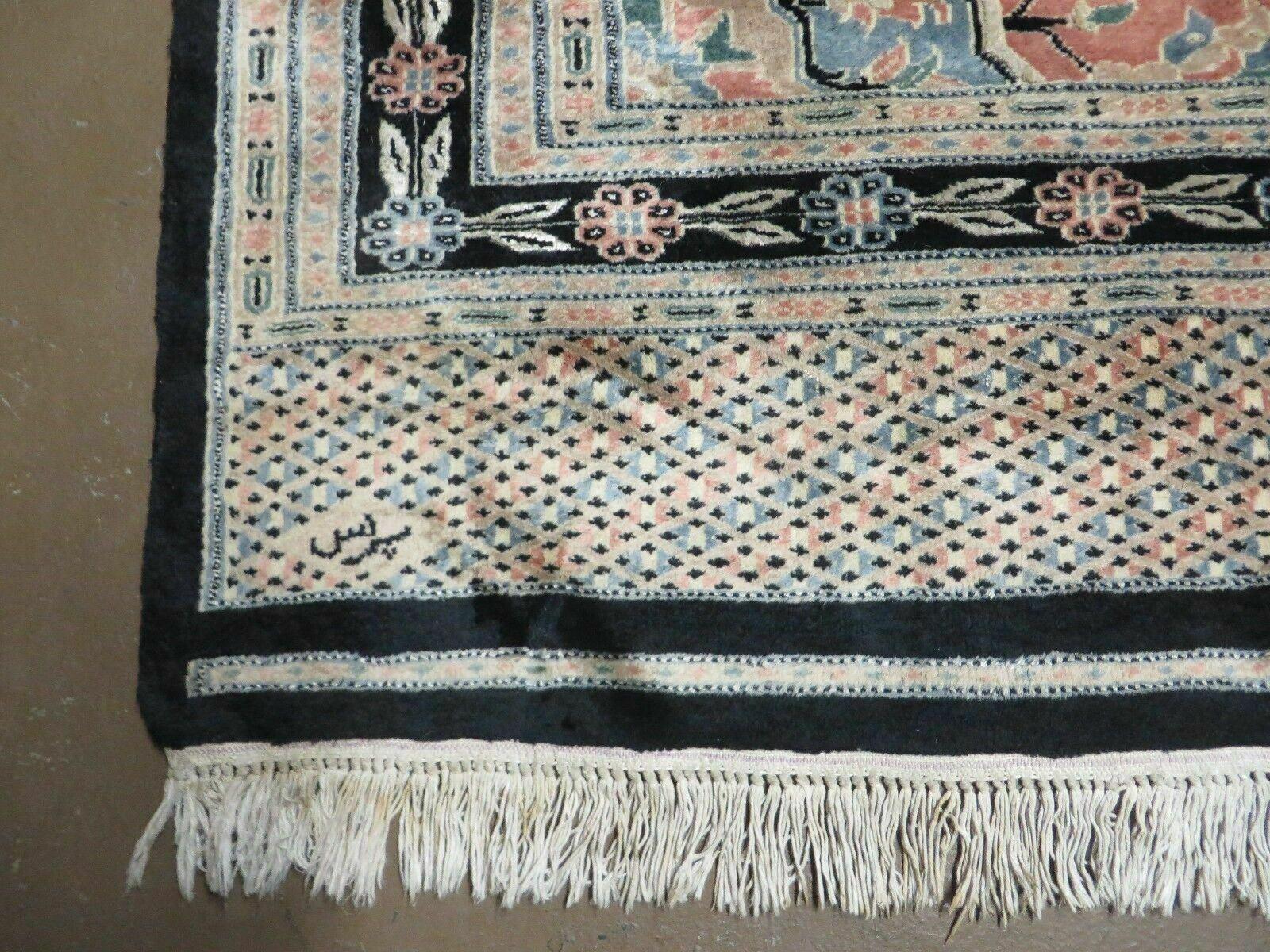 6' X 9' Vintage Handmade Bokhara Turkoman Pakistan Wool Rug Carpet Black Nice - Jewel Rugs