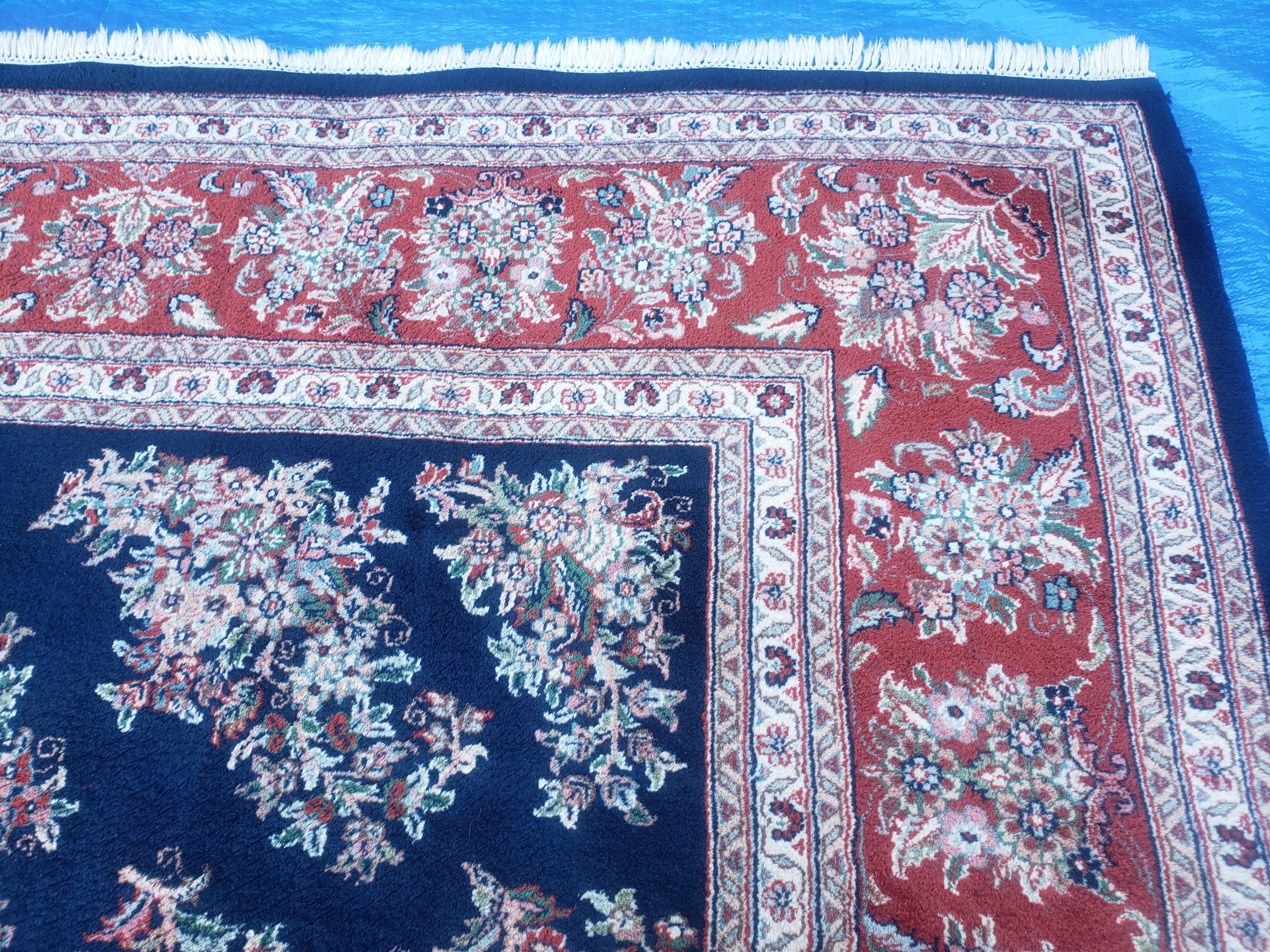 10' X 13' Vintage Handmade Wool Rug Blue Red Organic Nice Oriental Carpet - Jewel Rugs