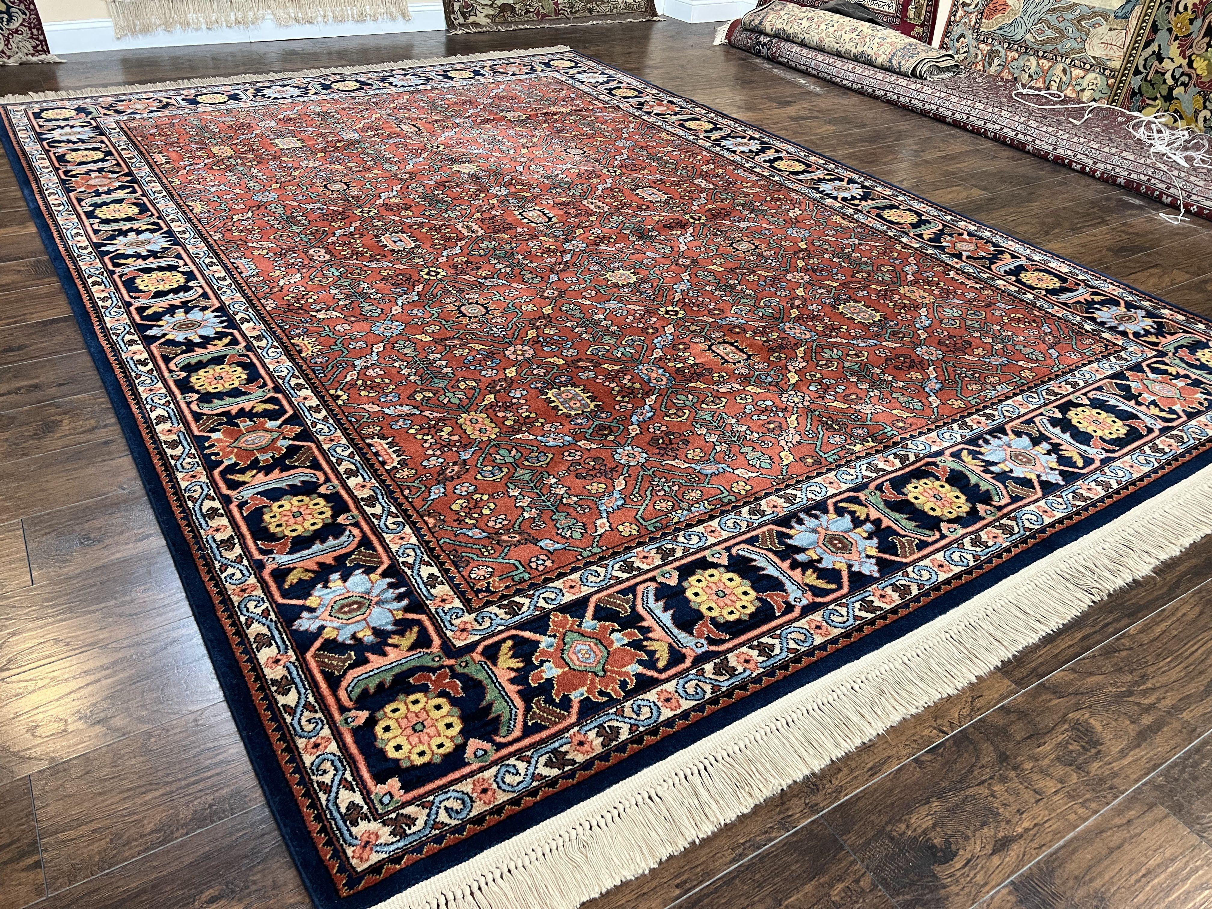 Karastan Serapi Rug 729 Wool Karastan Carpet 8.8 x 12, Vintage Area Rug, Original Karastan Collection, 700 Series, Red Blue Allover Design - Jewel Rugs