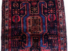 4 X 6 Antique Handmade Wool Tribal Hand-Knotted Rug Geometric Blue Red Veg Dyes - Jewel Rugs