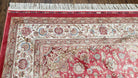 Red Silk Carpet 5.3 x 7.6 ft, Red & Beige Area Rug, Traditional Oriental Carpet All Silk, Bamboo Silk, Central Medallion, Allover Floral Rug - Jewel Rugs