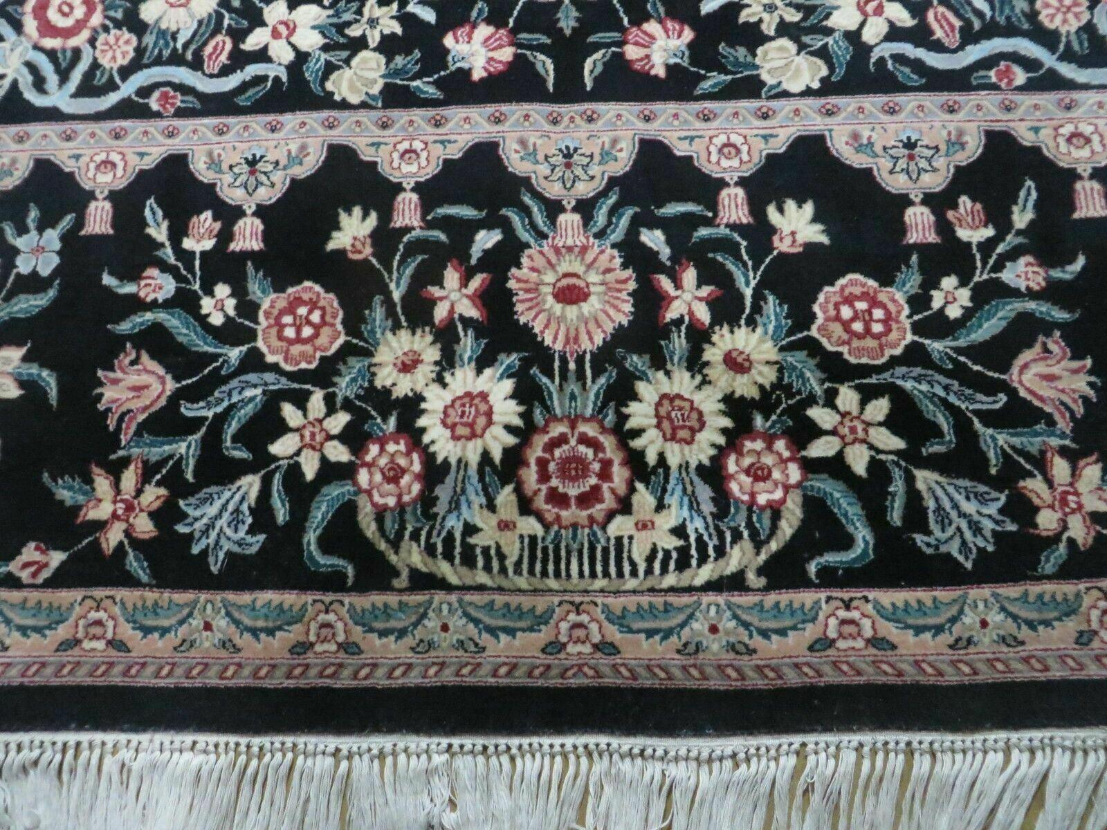 8' X10' Handmade Chinese Floral Oriental Wool Rug Carpet Flower Bouquet Black - Jewel Rugs