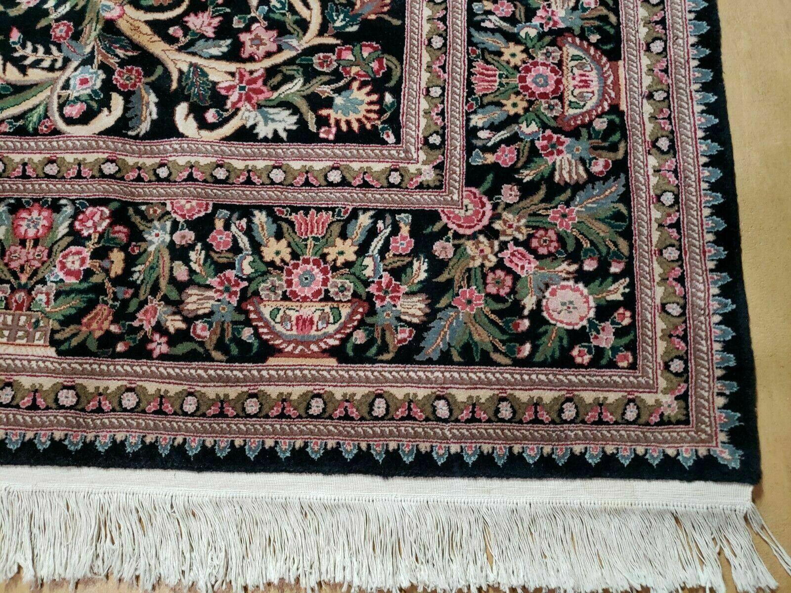 8' X 10' Vintage Handmade Chinese Floral Oriental Wool Rug Carpet Flowers Green - Jewel Rugs