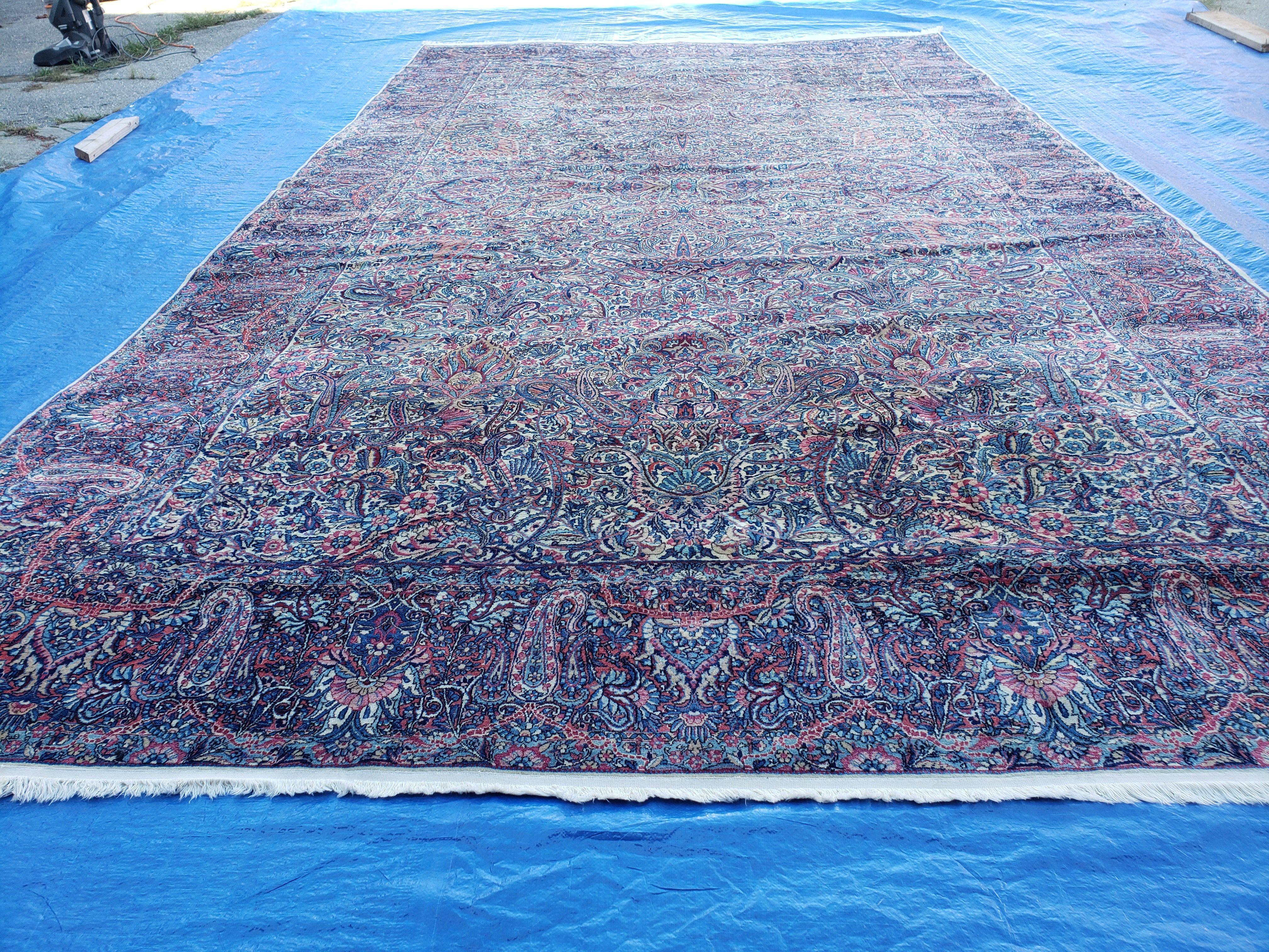 10' X 17' Antique Authentic Handmade Wool Rug Lavar Kirman - Jewel Rugs