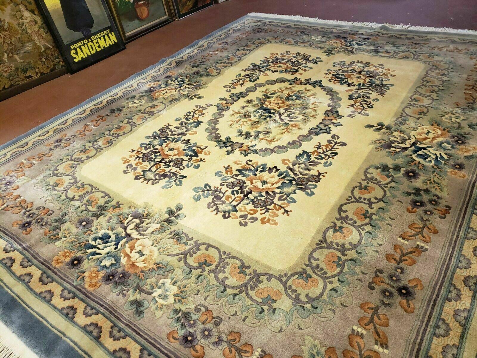 8'6" X 11' Handmade Chinese Aubusson Rug Plush Carving Carpet 90 Line Sculpture - Jewel Rugs