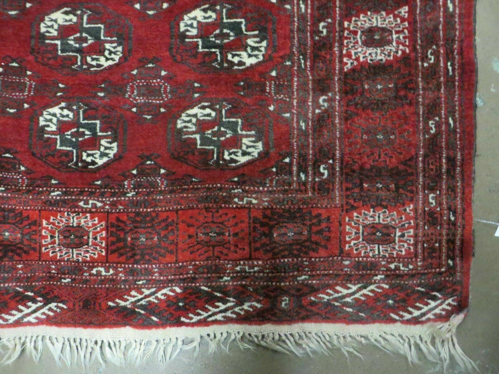 4' 5" X 5' 7" Semi Antique Handmade Afghan Yamud Turkoman Bokhara Wool Rug - Jewel Rugs