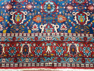 Rare Antique Persian Veramin Carpet, Mina-Khani Pattern, Blue, Red, Ivory, 7x11 ft, Hand-Knotted, Wool - Jewel Rugs