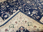 9x12 Pak Persian Floral Rug, 9 x 12 Pakistani Peshawar Rug, Midnight Blue Rug, Beige & Ivory, Hand-Knotted Oriental Carpet, Living Room Rug - Jewel Rugs