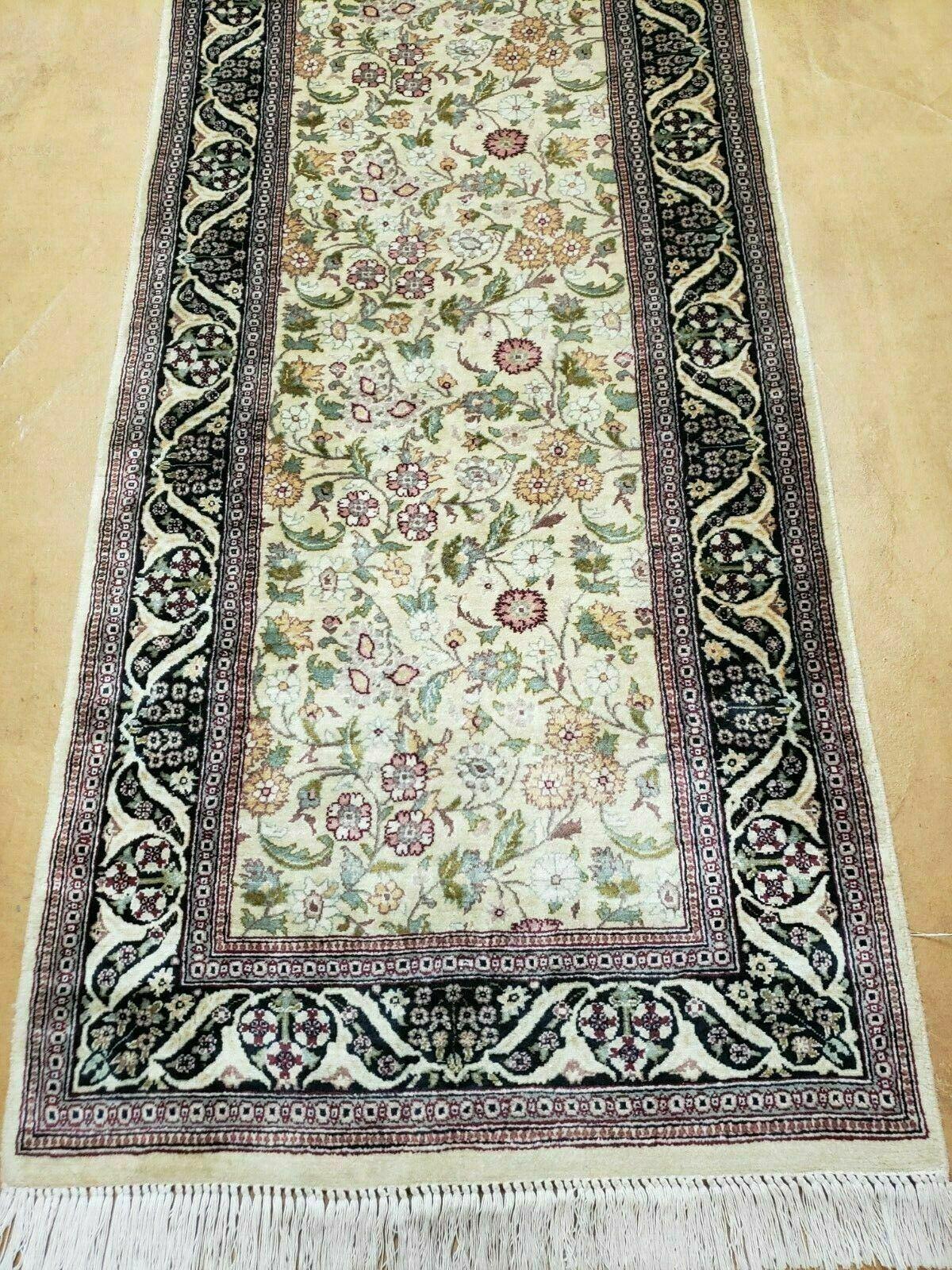 2' 8" X 8' Vintage Handmade Fine Indian Agra Wool Rug Runner Nice - Jewel Rugs