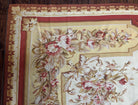 Aubusson Rug 9x12, Elegant Flatweave Savonnerie Carpet 9 x 12 ft, Ivory Light Yellow Red, Handmade Wool Flatweave French European Rug - Jewel Rugs