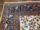 Antique 1920s Persian Kashan Room Sized Rug, Wool Hand-Knotted, Ivory Red Blue, 10' x 13' 3" - Jewel Rugs