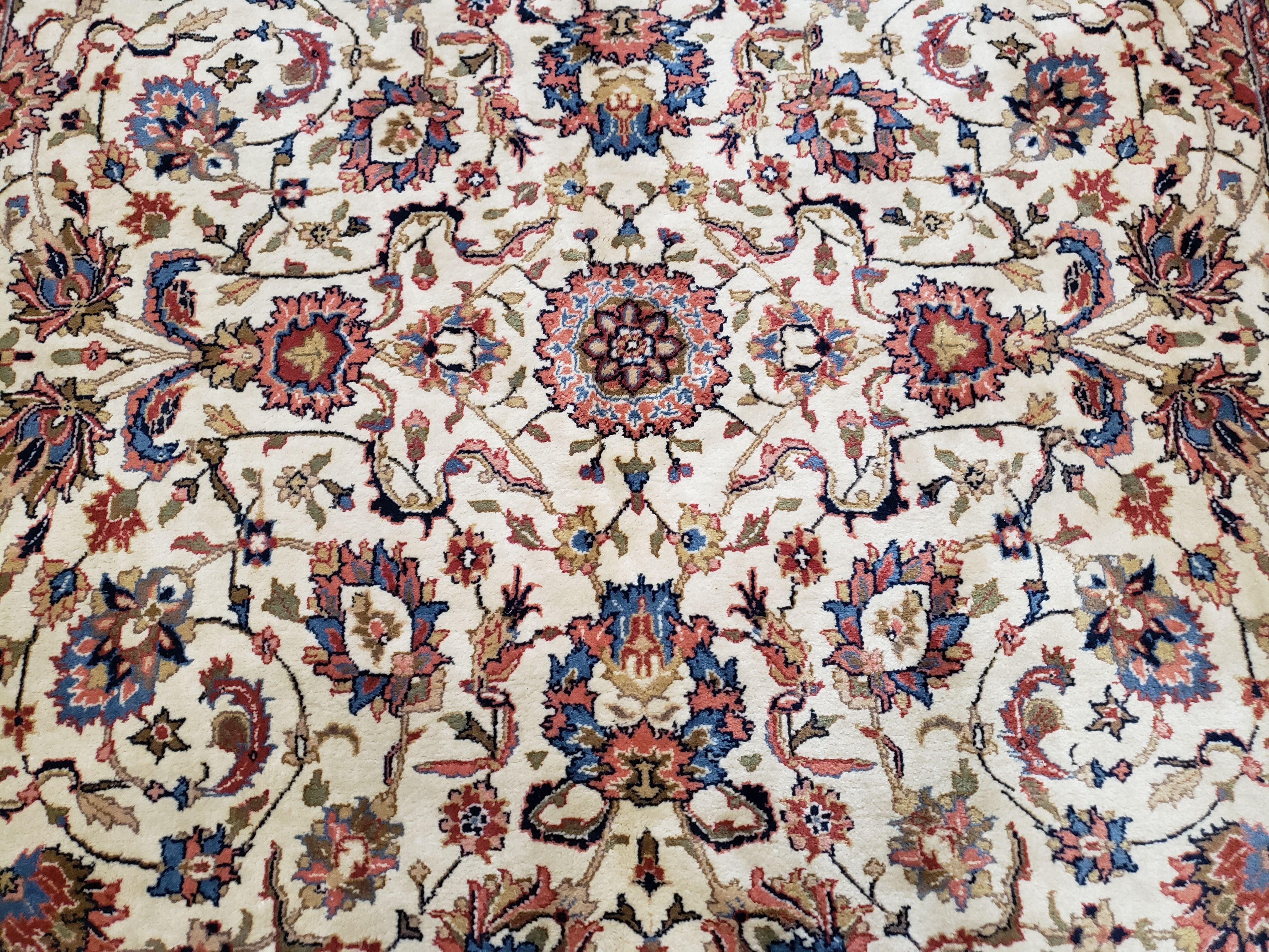 6x9 Top Quality Handmade Wool Area Rug Floral Allover Carpet Veg Dyes Beige - Jewel Rugs