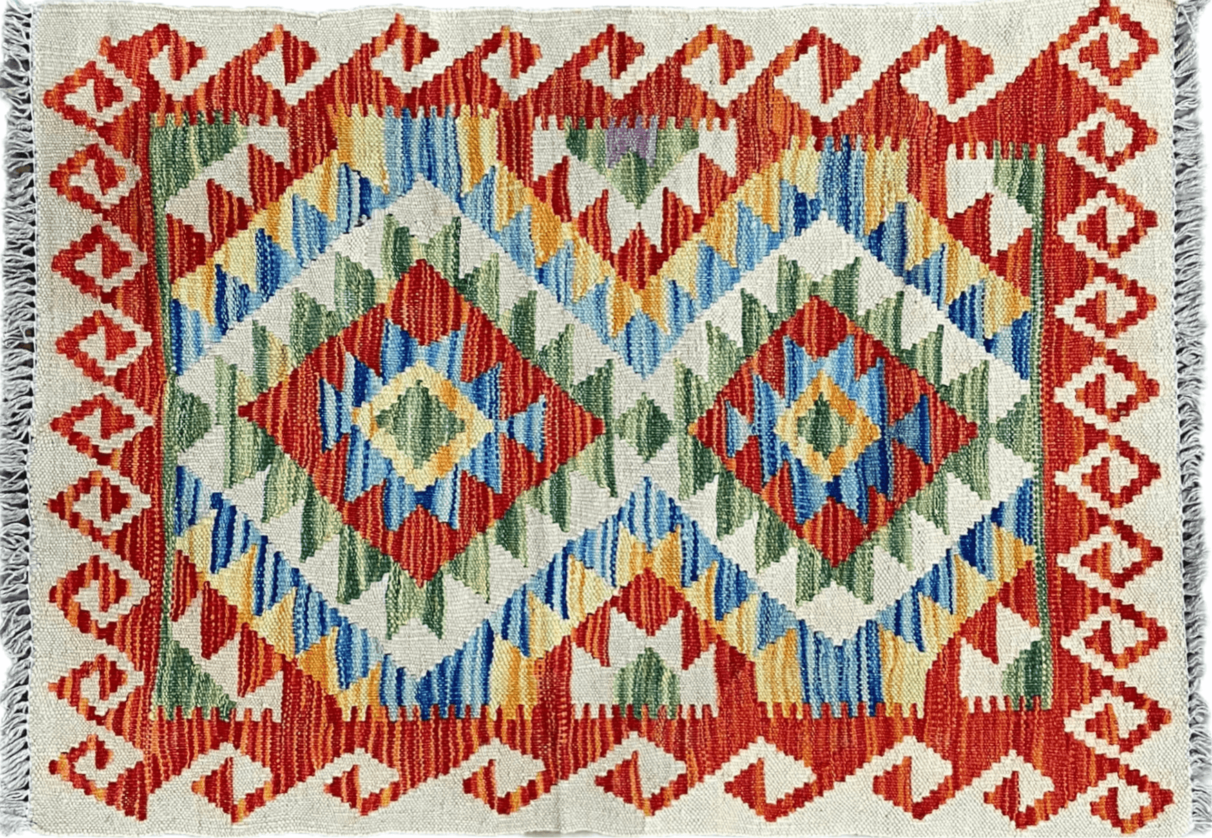 2x3 Kilim Rug Small Colorful Turkish Kilim Rug Zigzag Chobi Kilim Rug Flatweave Wool Rug Playroom Rug Playful Rug New - Jewel Rugs