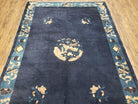 Antique Chinese Peking Area Rug, Hand-Knotted, Dark Blue, Wool, 5x7 Asian Pagoda Oriental Carpet, Rare, 5'1" x 7'6" Traditional Chinese Rug - Jewel Rugs