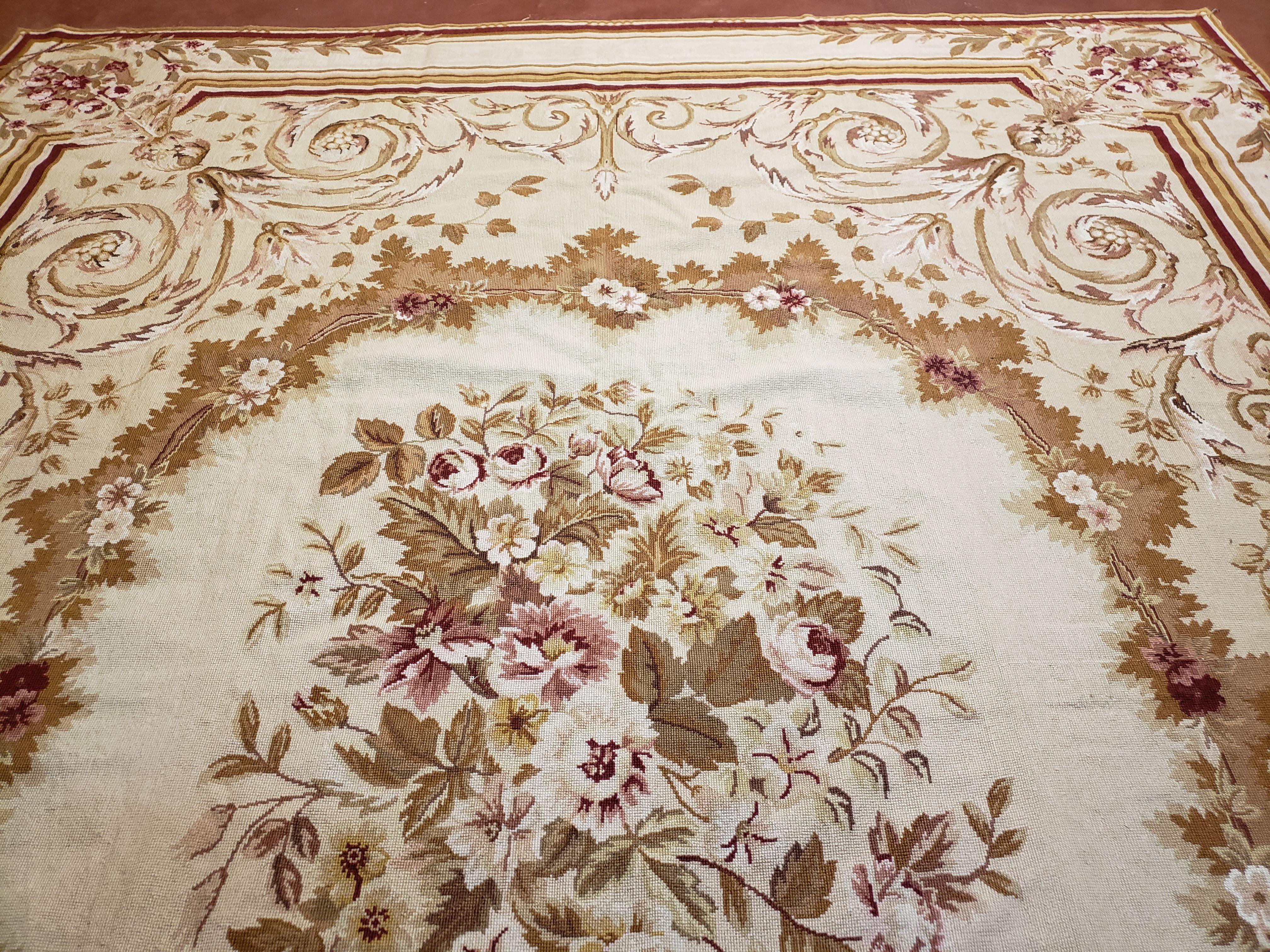 8 x 10 Woolen Needlepoint Carpet Aubusson Rug Savonnerie Rug Floral English French European Design Elegant New Carpet Flat Weave Handmade - Jewel Rugs