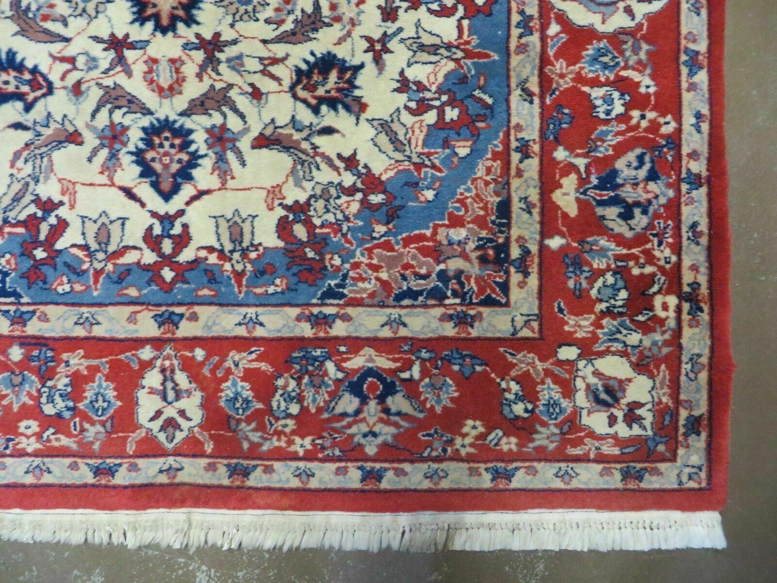 3' X 5' Vintage Handmade Authentic Oriental Floral Medallion Fine Wool Rug Beige Red and Blue Top Quality Veg Dyes - Jewel Rugs