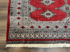 Pakistani Turkoman Rug 5x8, Turkmen Bokhara Carpet 5 x 8 ft, Red and Black, Vintage Hand Knotted Wool Area Rug, Medium Size, Bukhara Rug - Jewel Rugs