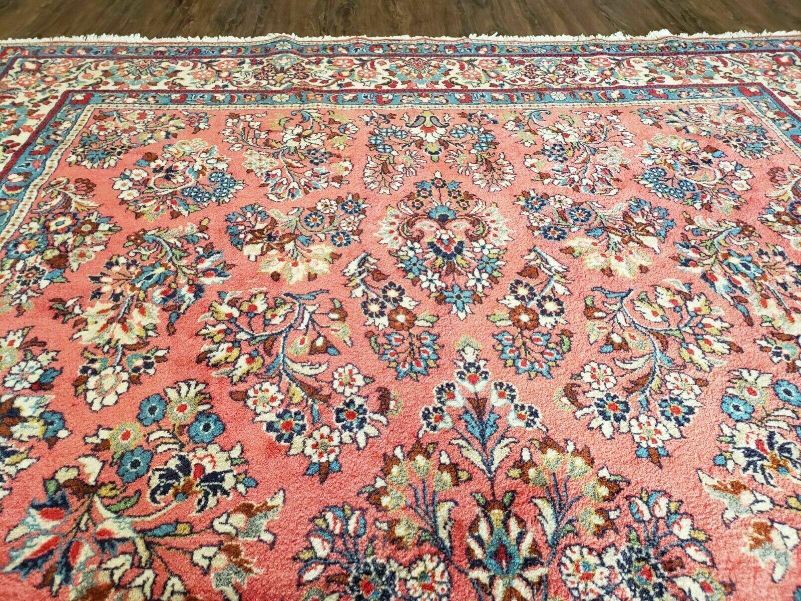 7' X 9' Handmade Knotted India Floral Wool Rug Hand Knotted Carpet Coral Red - Jewel Rugs