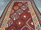 5' X 10' Antique Turkish Kilim Handmade Flat Weave Wool Rug Red Colorful Veg Dye Bohemian Boho Chic Tribal Style And Design - Jewel Rugs