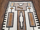 Antique Navajo Rug 3x5, Collectible Native American Blanket, Wool Hand Woven, Ivory Black Indian Tribal Rug, Vintage Navajo Textile - Jewel Rugs