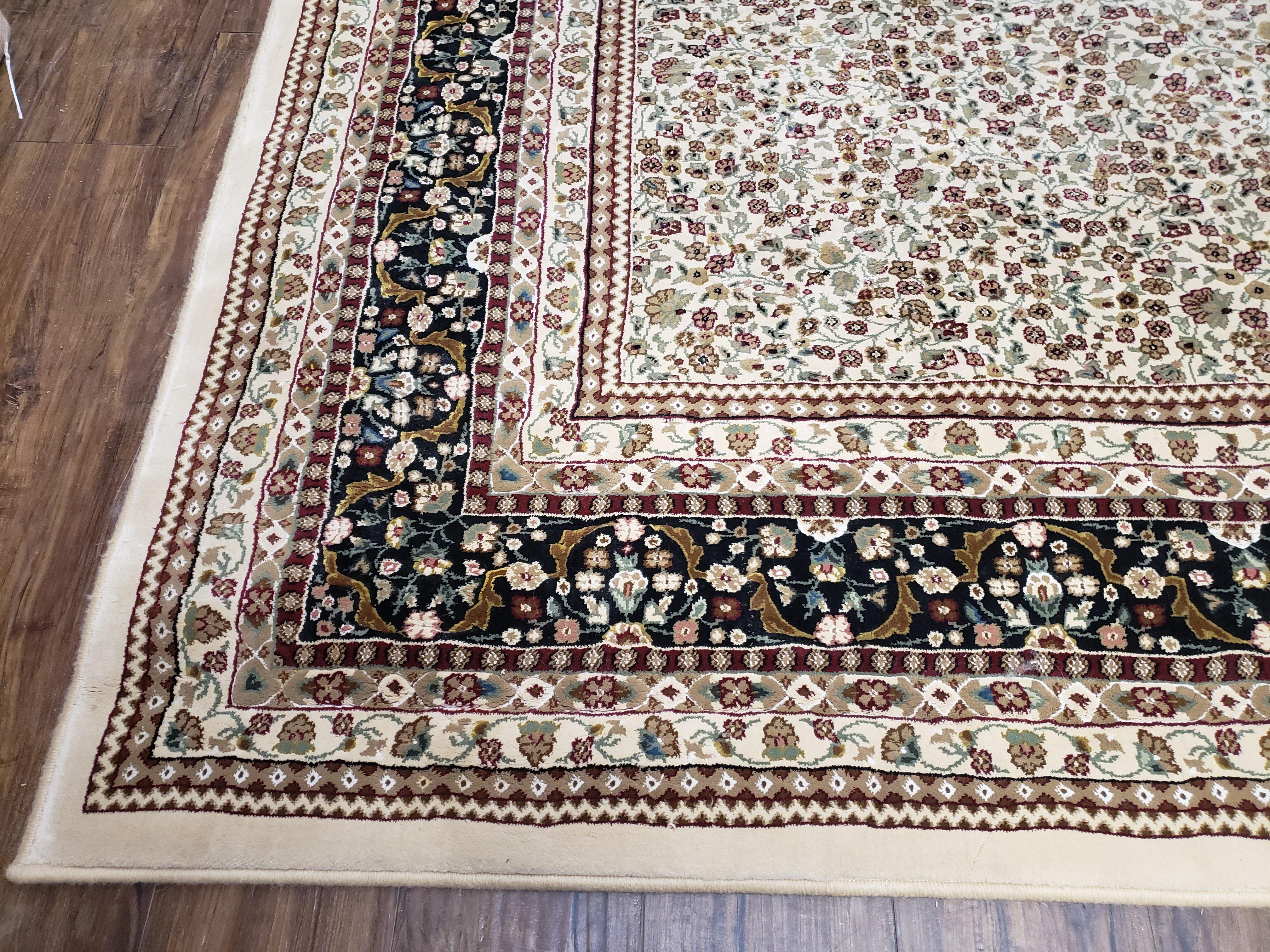 Persian Design Rug 8x11, Room Sized Floral Allover Oriental Carpet, Belgium Rug, Living Room Dining Room Rug, Traditional Rug, Power-Loomed - Jewel Rugs