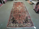 3' 8" X 10' 2" Antique Handmade India Floral Wool Runner Rusted Red Rug # 132 - Jewel Rugs