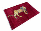 3.5 X 5 Handmade New Vintage Rug Zagros Mountain Wool Lion Red Vegetable Dyes - Jewel Rugs