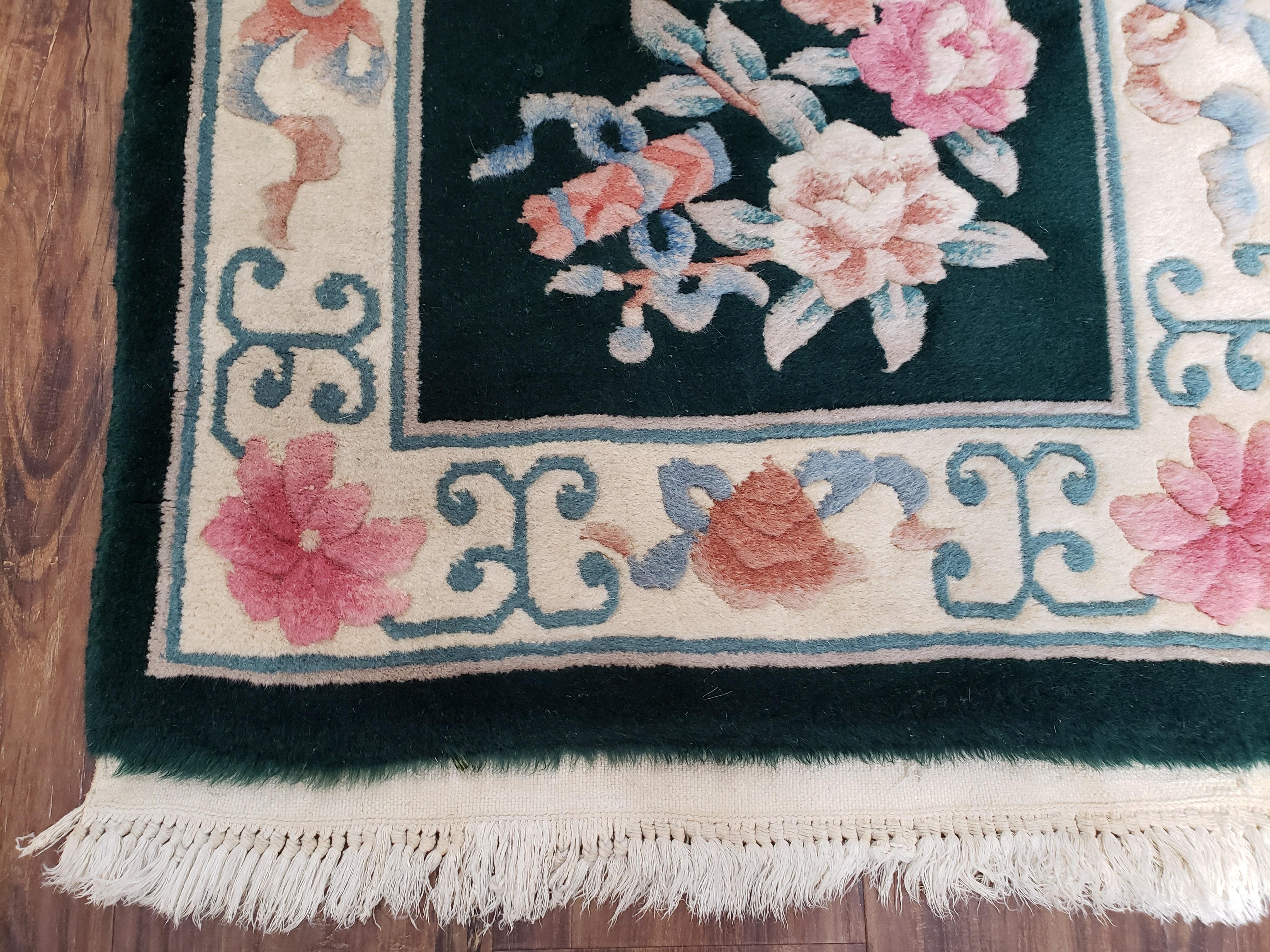 2' 4" X 8' Handmade Chinese Oriental Wool Runner Rug 90 Lines Forest Green - Jewel Rugs