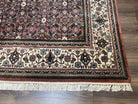 Indo Bidjar Rug 7x10, Indo Persian Bijar Carpet 7 x 10 ft, Herati Allover Floral, Maroon and Cream, Wool Hand Knotted Vintage Oriental Rug - Jewel Rugs