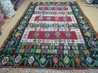 7' X 10' Vintage Turkish Kilim Handmade Flat Weave Wool Rug Vegy Kizeta - Jewel Rugs