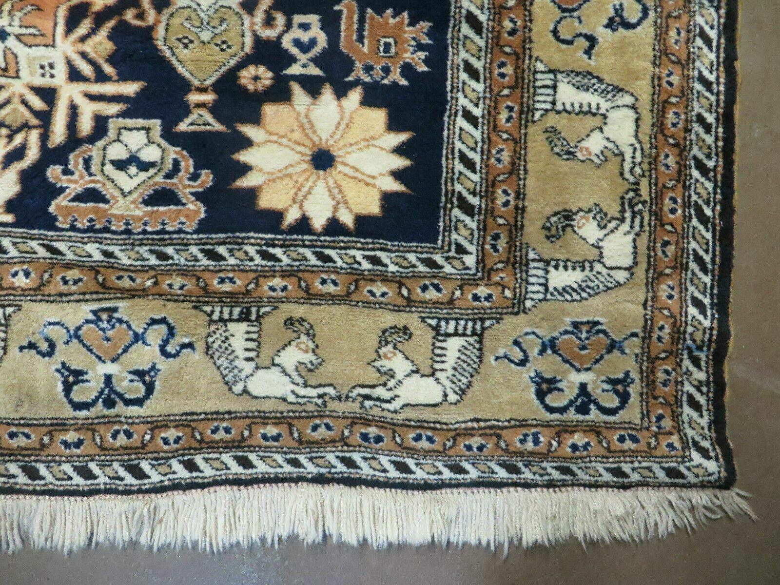 6' X 9' Vintage Handmade Knotted Turkish Caucasian Design Wool Rug Nice - Jewel Rugs