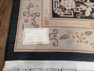 Vintage Chinese Art Deco Area Rug 5' 7" x 8' 3", Black & Gray Hand-Knotted Wool Carpet, Traditional Asian/Oriental Carpet, Flowers Soft Pile - Jewel Rugs