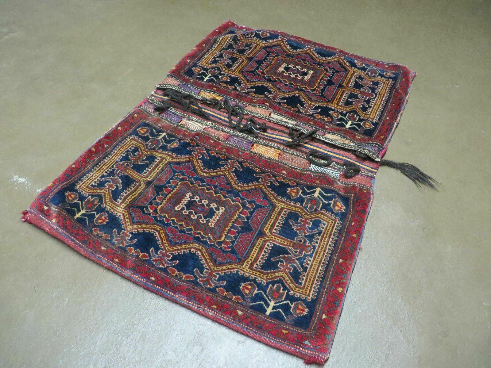 3' X 4.5' Antique Handmade Turkish Tribal Wool Rug Double Saddle Bag Nice - Jewel Rugs