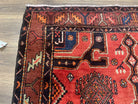 Persian Tribal Runner Rug 4.2 x 10.6, Wide Nahavand Hamadan Runner Rug, Bohemian Carpet, Red Kitchen Runner, Handmade Wool Antique Geometric Medallions - Jewel Rugs