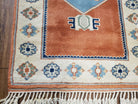 3x5 Handmade Vintage Turkish Area Rug Wool Kazak Carpet 3'1"x4'5" Red Beige - Jewel Rugs