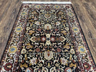 Sino Persian Silk Rug 3x5 Oriental Carpet 3 x 5 Fine Silk Rug, Black Ivory Gold, Animal Motifs, Flowers, High Quality, Vintage Silk Rug Wow - Jewel Rugs