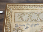 Aubusson Savonnerie Rug 8x10, Vintage French Aubusson Wool Carpet 8 x 10, Hand Woven, Cream and Light Blue, Flatweave, Elegant Floral Rug - Jewel Rugs