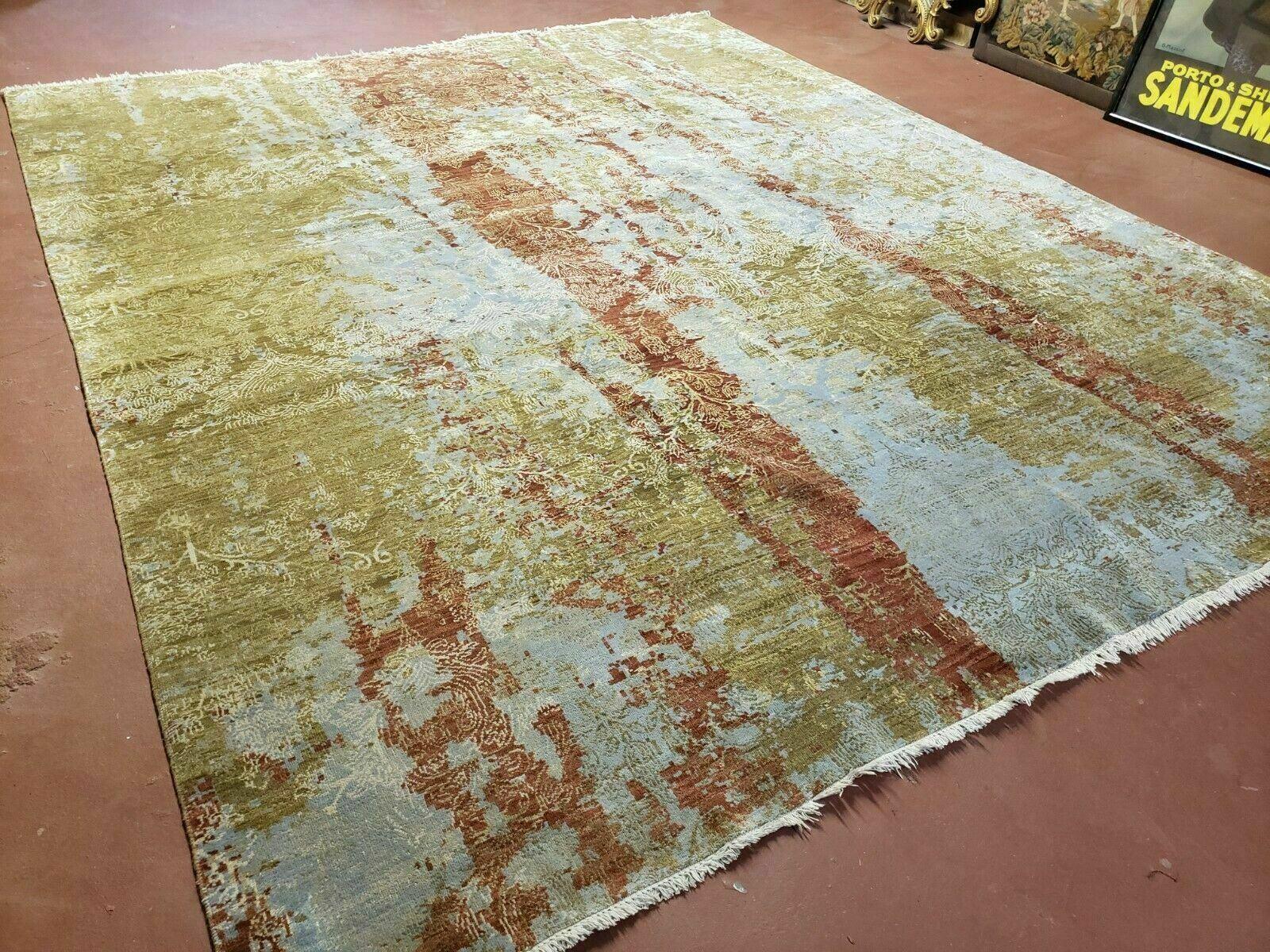 8' X 10' Modern Handmade Tibetan Nepal Wool Rug Decorative Rug Gold Wow - Jewel Rugs