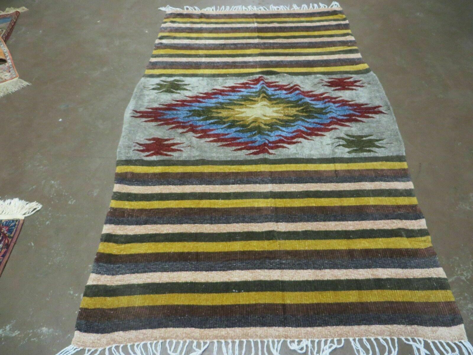 4' X 7' Vintage Handmade Latin American Mexican Wool Blanket Kilim Rug Nice # B - Jewel Rugs