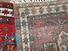 Antique Persian Heriz Karajeh Runner Rug, Red, Hand-Knotted, Wool, 3' 3" x 10' 11" - Jewel Rugs