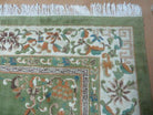 8' X 11' Vintage Indo Chinese Handmade Wool Rug Green Nice - Jewel Rugs