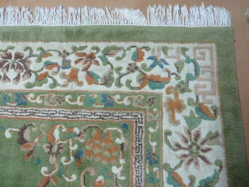 8' X 11' Vintage Indo Chinese Handmade Wool Rug Green Nice - Jewel Rugs