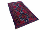 3 X 5 Vintage Handmade Tribal Wool Rug Balouchi Rug Afghan Rug Red Black Beige - Jewel Rugs