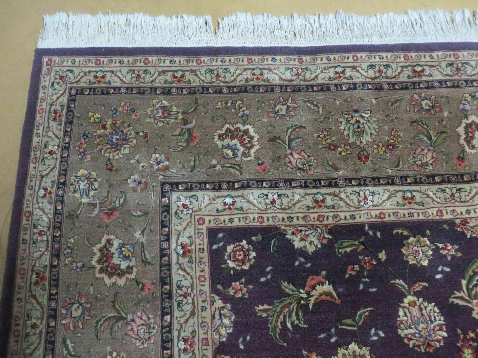 9' X 12' Vintage Handmade Oriental Wool Rug Chinese Hand Knotted Carpet Aubergine - Jewel Rugs