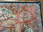 10' X 12' Vintage Handmade Persian Kashmar Animal Pictorial Wool Rug - Light Blue, Blue, and Red Carpet - Jewel Rugs