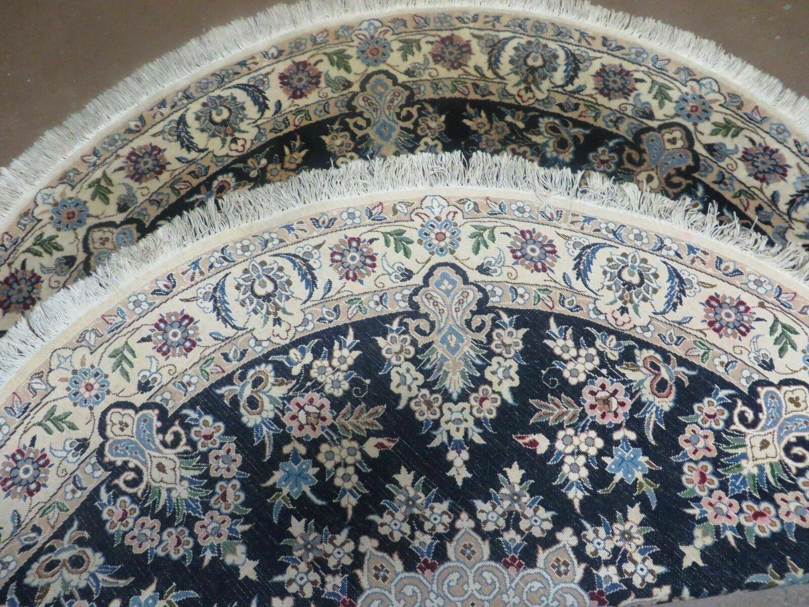 4' Handmade Ultra Fine India Floral Wool Rug Carpet Round Silk Accents Nice - Jewel Rugs