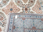 Fine Antique Persian Light Colored Kashan Carpet, 7x12, Top Quality, Rare, Ivory & Blues, Hand-Knotted, Wool - Jewel Rugs